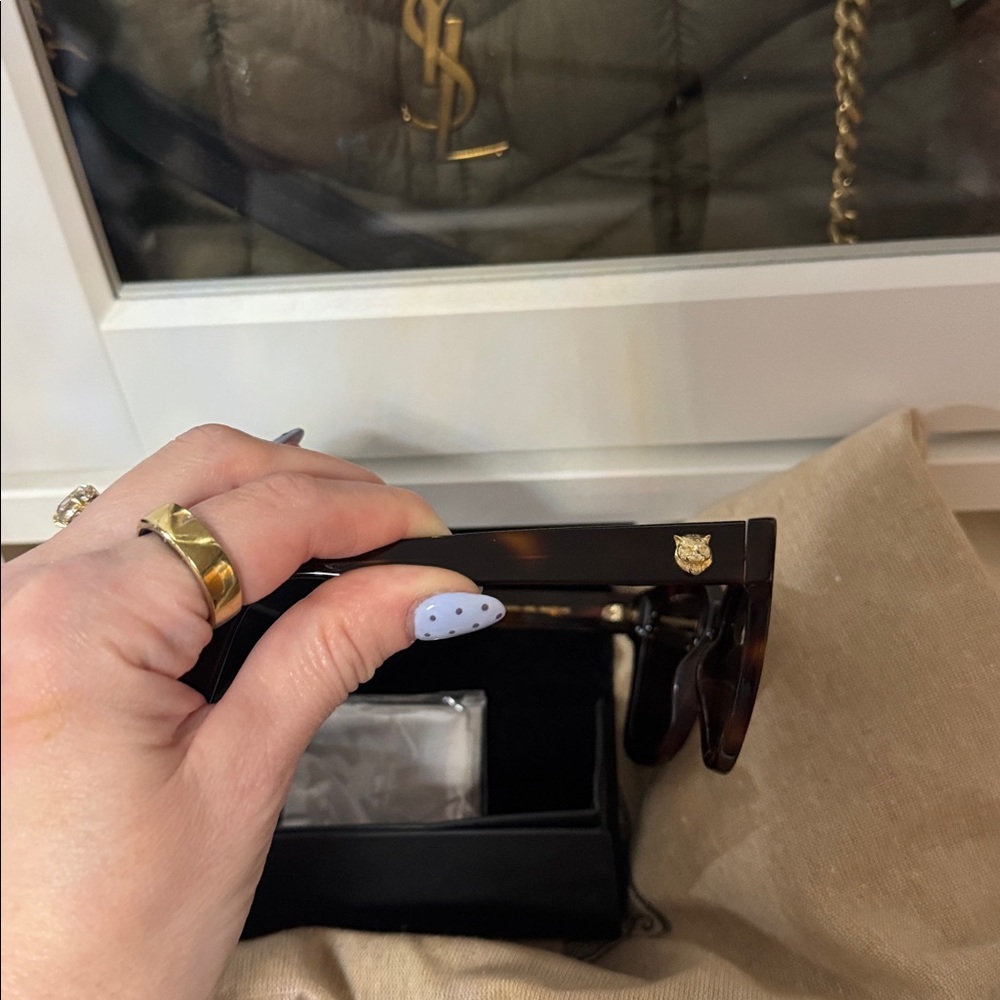 GUCCI GG0029s 002 Shiny Dark Havana Cat-eye Sunglasses - Picture 11 of 12